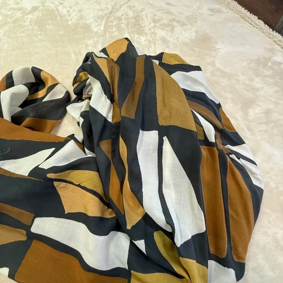 Anthropologie Wide-Leg Jumpsuit Brown White Black Motif Size M NWT - Picture 9 of 11